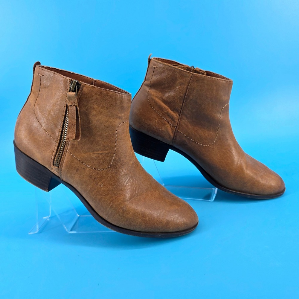 Lucky‎ Brand Blandre Brown Leather Ankle Boots Western Booties 10M LK-BLANDRE